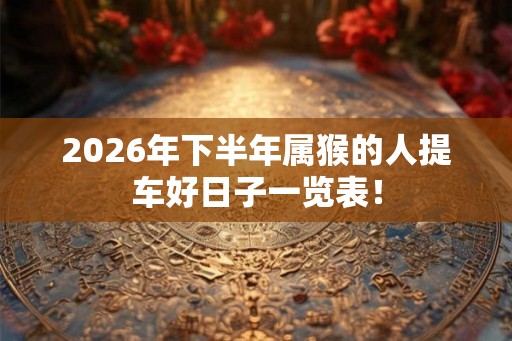 2026年下半年属猴的人提车好日子一览表！
