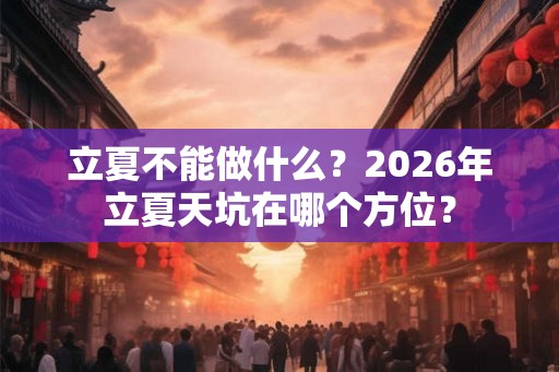 立夏不能做什么？2026年立夏天坑在哪个方位？