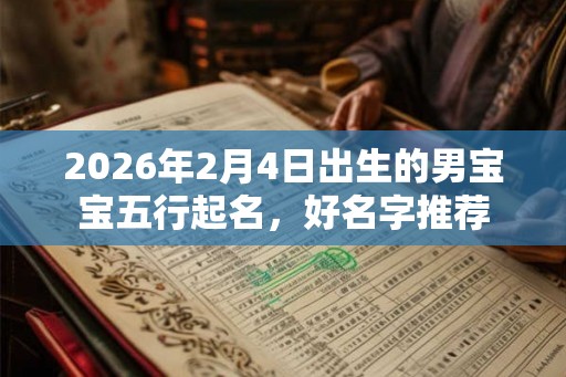 2026年2月4日出生的男宝宝五行起名，好名字推荐