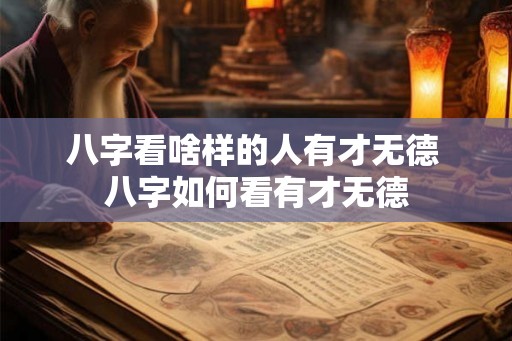八字看啥样的人有才无德 八字如何看有才无德