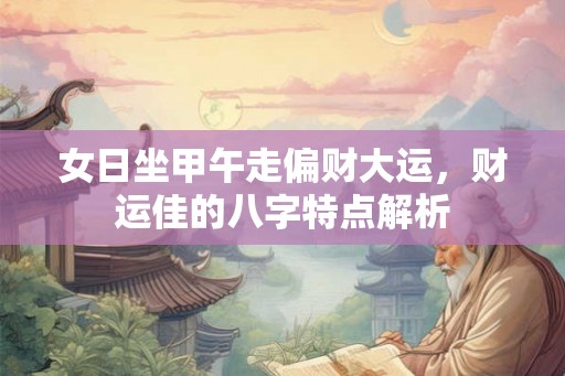 女日坐甲午走偏财大运,财运佳的八字特点解析 女日坐甲午走偏财大运,财运佳的八字特点解析