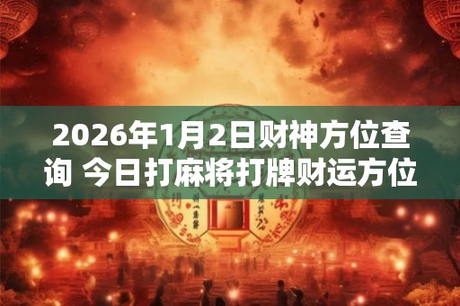 2026年1月2日财神方位查询 今日打麻将打牌财运方位