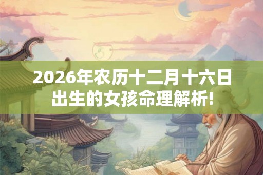 2026年农历十二月十六日出生的女孩命理解析!