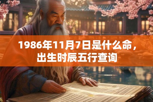 1986年11月7日是什么命,出生时辰五行查询 1986年11月7日是什么命,出生时辰五行查询