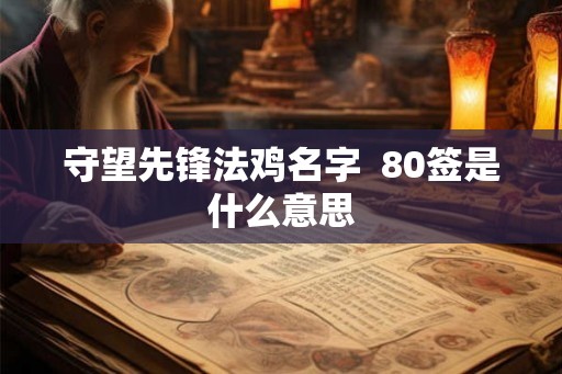 守望先锋法鸡名字  80签是什么意思