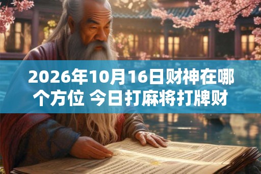 2026年10月16日财神在哪个方位 今日打麻将打牌财运方位