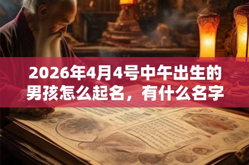 2026年4月4号中午出生的男孩怎么起名，有什么名字推荐？