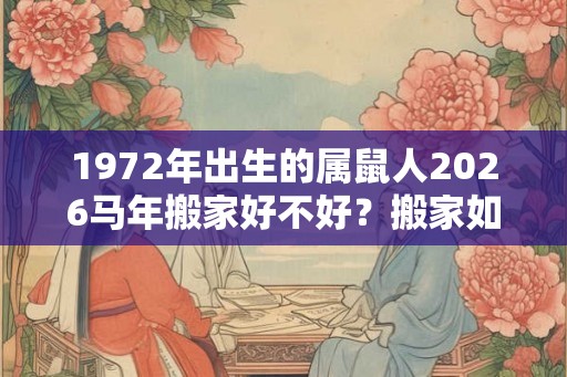 1972年出生的属鼠人2026马年搬家好不好?搬家如何选择吉日? 1972年出生的属鼠人2026马年搬家好不好?搬家如何选择吉日?