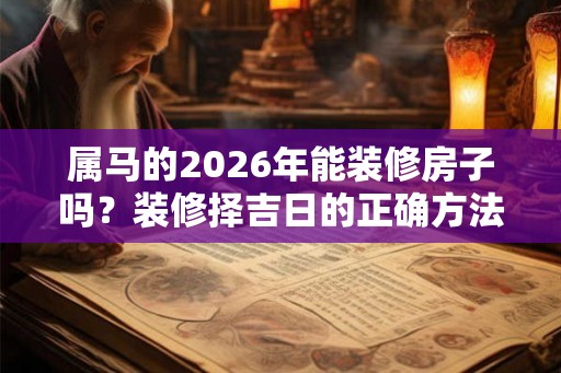 属马的2026年能装修房子吗？装修择吉日的正确方法