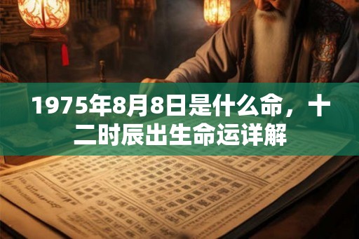 1975年8月8日是什么命，十二时辰出生命运详解
