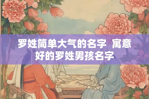 罗姓简单大气的名字  寓意好的罗姓男孩名字
