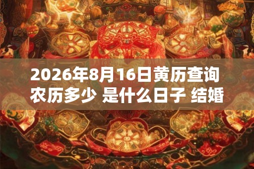 2026年8月16日黄历查询 农历多少 是什么日子 结婚吉时