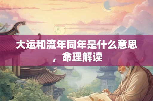 大运和流年同年是什么意思，命理解读