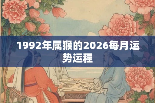1992年属猴的2026每月运势运程