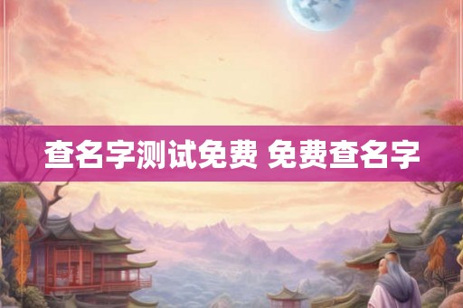 查名字测试免费 免费查名字