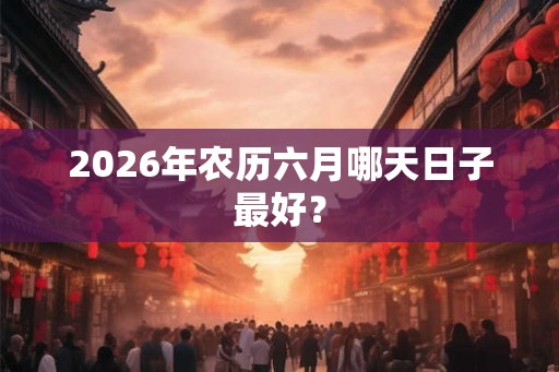 2026年农历六月哪天日子最好？