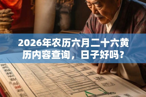 2026年农历六月二十六黄历内容查询，日子好吗？