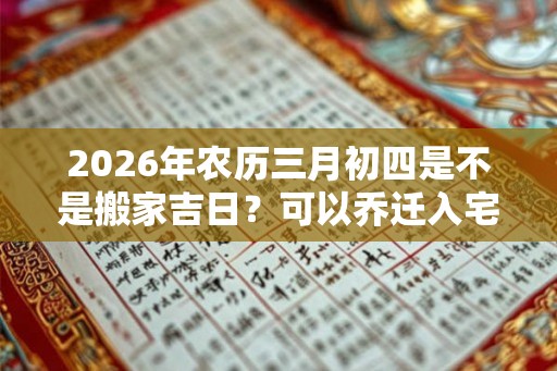 2026年农历三月初四是不是搬家吉日？可以乔迁入宅吗？