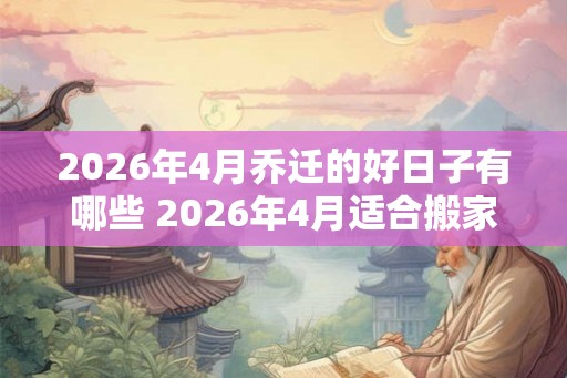 2026年4月乔迁的好日子有哪些 2026年4月适合搬家吗 2026年4月乔迁的好日子有哪些 2026年4月适合搬家吗