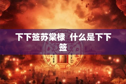 下下签苏棠棣  什么是下下签