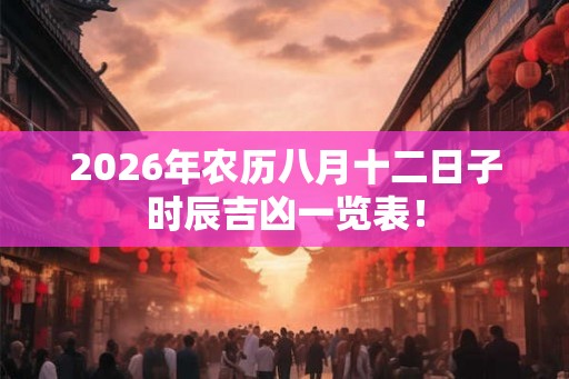 2026年农历八月十二日子时辰吉凶一览表！