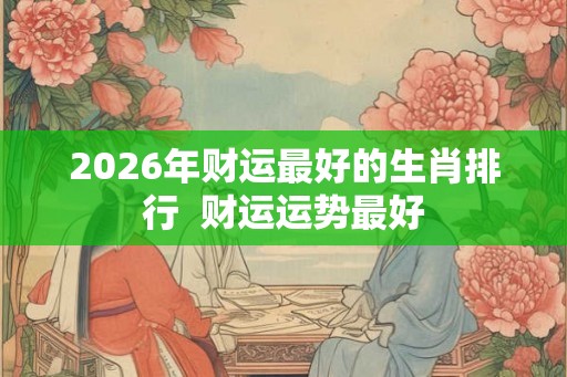 2026年财运最好的生肖排行  财运运势最好