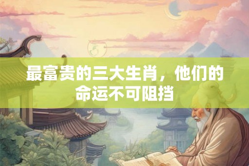 最富贵的三大生肖，他们的命运不可阻挡