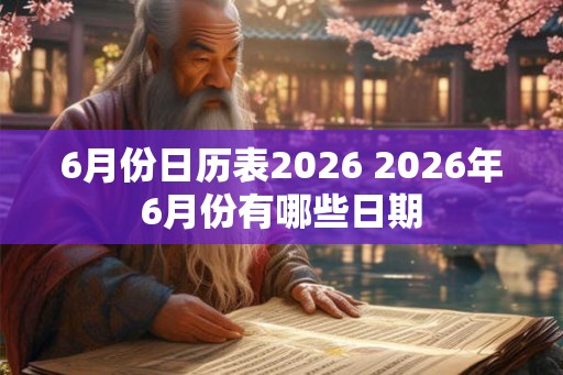 6月份日历表2026 2026年6月份有哪些日期
