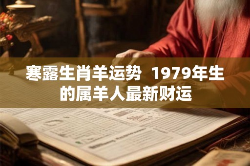 寒露生肖羊运势  1979年生的属羊人最新财运