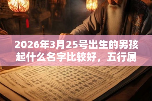 2026年3月25号出生的男孩起什么名字比较好，五行属什么