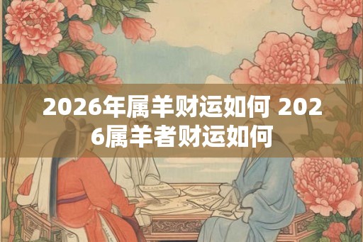 2026年属羊财运如何 2026属羊者财运如何