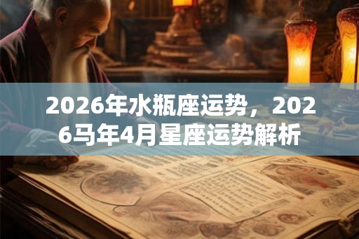 2026年水瓶座运势，2026马年4月星座运势解析