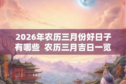2026年农历三月份好日子有哪些  农历三月吉日一览表