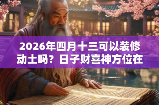 2026年四月十三可以装修动土吗？日子财喜神方位在哪？