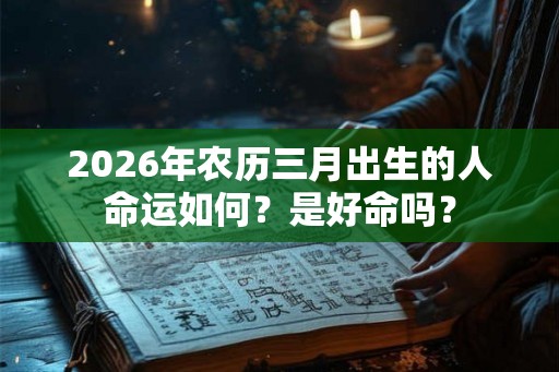 2026年农历三月出生的人命运如何？是好命吗？