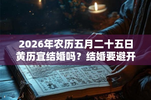 2026年农历五月二十五日黄历宜结婚吗？结婚要避开什么日子？