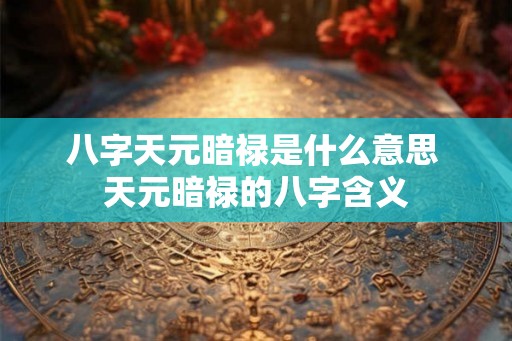 八字天元暗禄是什么意思 天元暗禄的八字含义
