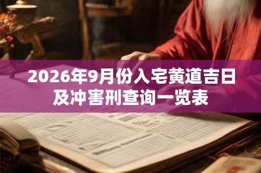 2026年9月份入宅黄道吉日及冲害刑查询一览表