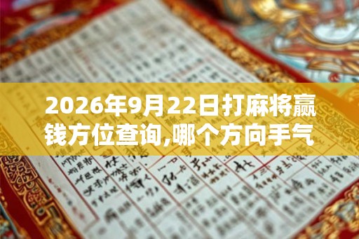 2026年9月22日打麻将赢钱方位查询,哪个方向手气佳 2026年9月22日打麻将赢钱方位查询,哪个方向手气佳
