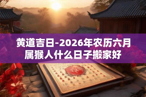 黄道吉日-2026年农历六月属猴人什么日子搬家好
