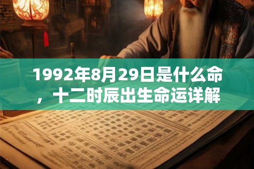 1992年8月29日是什么命，十二时辰出生命运详解