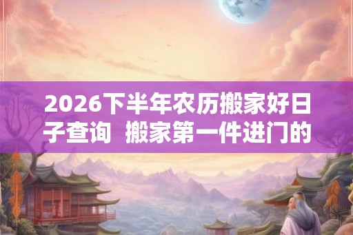 2026下半年农历搬家好日子查询  搬家第一件进门的东西