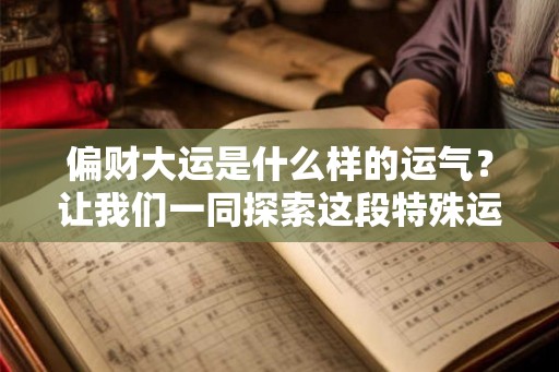 偏财大运是什么样的运气？让我们一同探索这段特殊运程