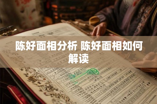 陈好面相分析 陈好面相如何解读 陈好面相分析 陈好面相如何解读