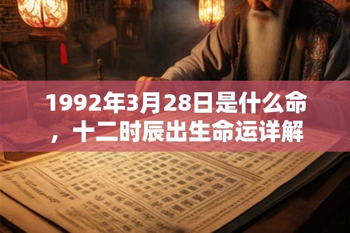 1992年3月28日是什么命，十二时辰出生命运详解