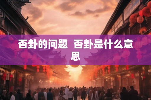 否卦的问题  否卦是什么意思