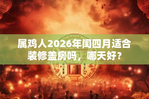 属鸡人2026年闰四月适合装修盖房吗，哪天好？