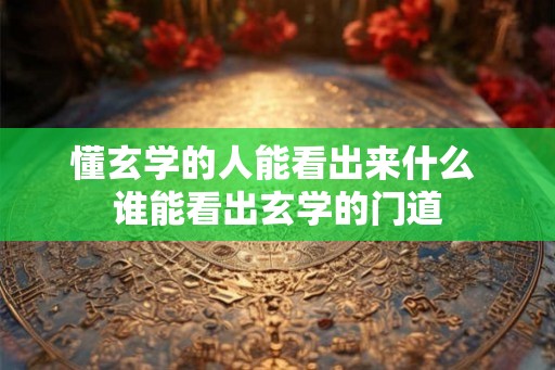 懂玄学的人能看出来什么 谁能看出玄学的门道