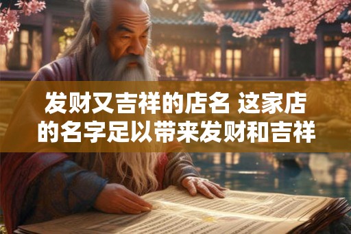 发财又吉祥的店名 这家店的名字足以带来发财和吉祥吗 发财又吉祥的店名 这家店的名字足以带来发财和吉祥吗