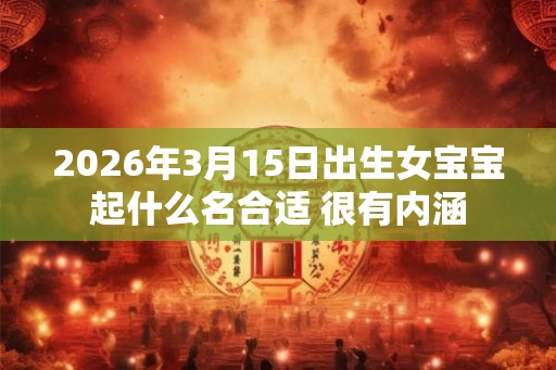 2026年3月15日出生女宝宝起什么名合适 很有内涵